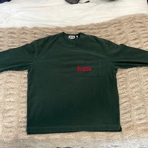 Kith Quinn Long Sleeve Shirt Green with Red Letters